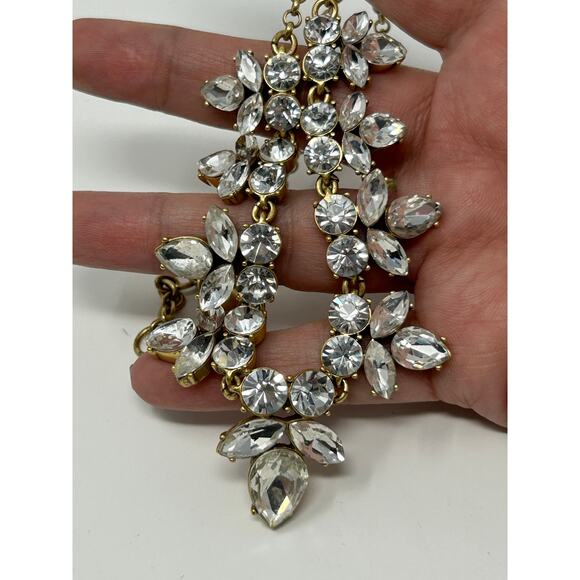 J Crew Gold Tone Statement Necklace with Clear Stones - Picture 11 of 16